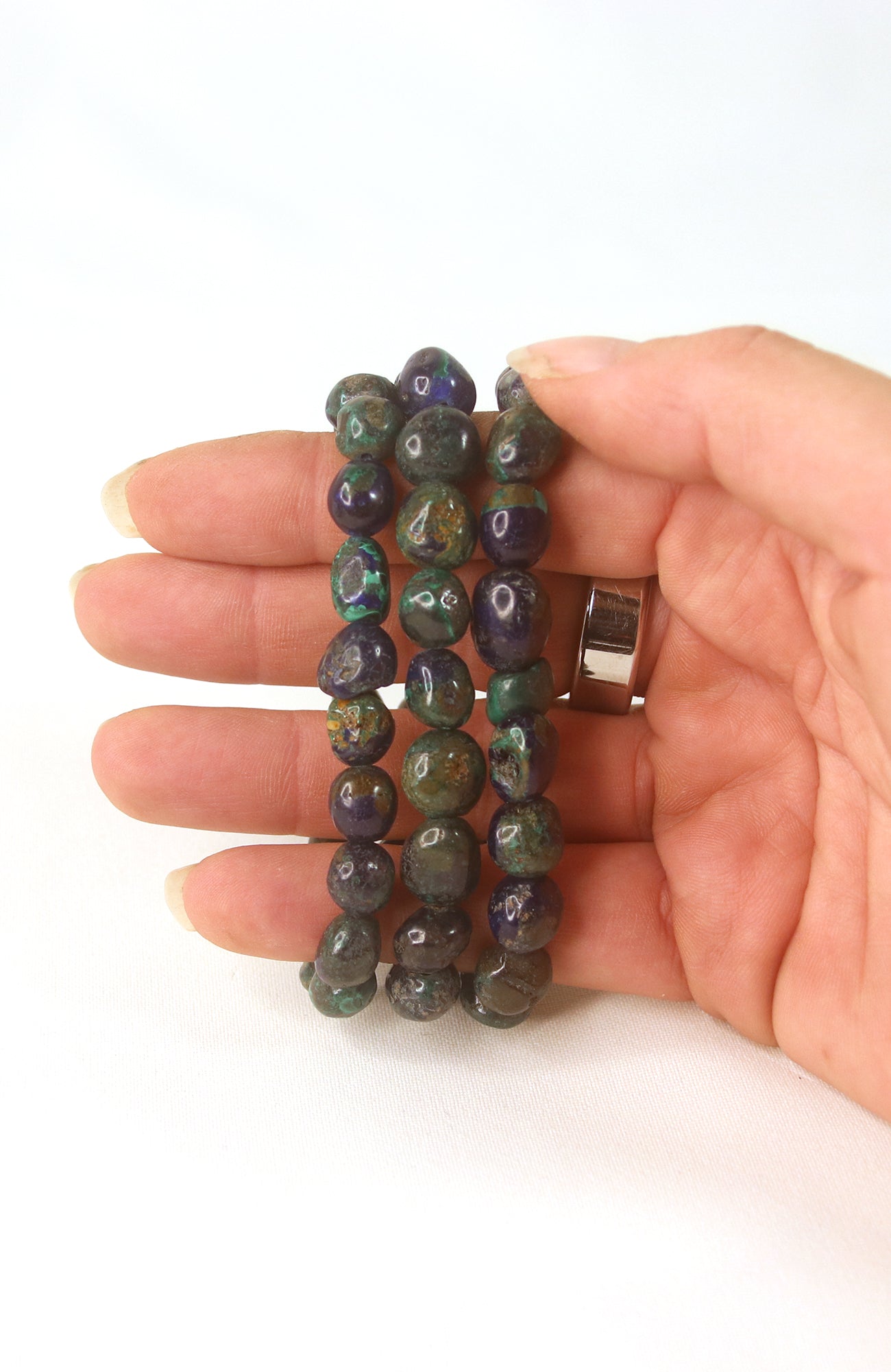 Azurite Malachite 8-10mm Nugget  Bracelet